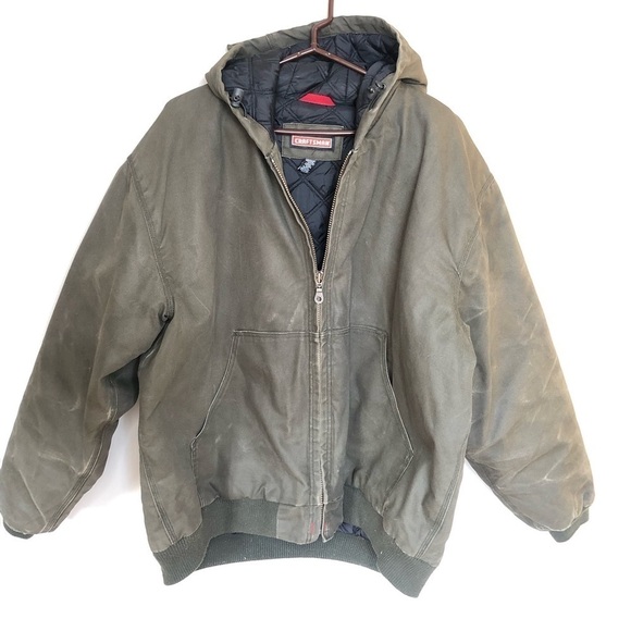 Craftsman gray green chore coat hood quilted lining XXL - Picture 3 of 15
